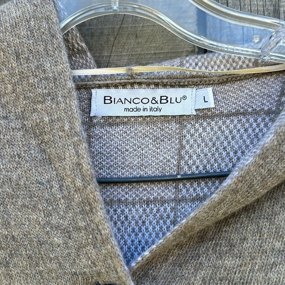 Bianco & Blu Italian Sweater Jacket with Hood Size Large - Picture 2 of 11